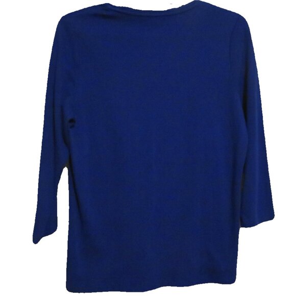 Kim Rogers Blue 3/4 Sleeve T-Shirt Grateful Thankful Blessed - Picture 3 of 5